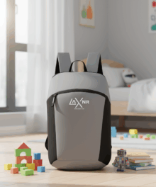 LAXNR Lightweight Mini Backpack – Cute Grey Bag for Kids, Boys & Girls