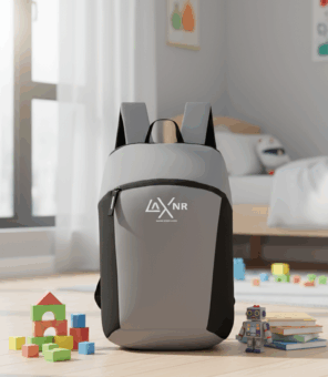 LAXNR Lightweight Mini Backpack – Cute Grey Bag for Kids, Boys & Girls
